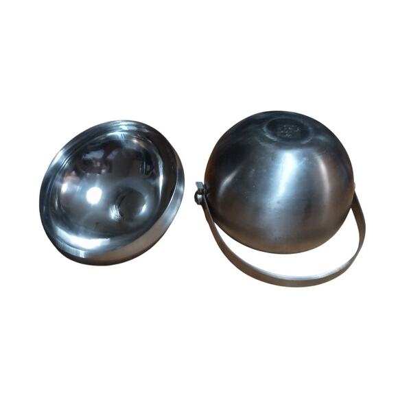 Vintage Mid Century 2 Piece Brushed Steel Double Wall Ice Bucket With Handle - Picture 7 of 7